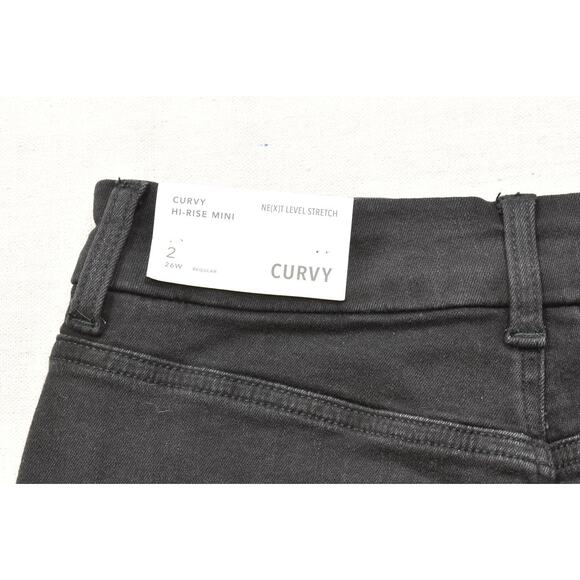 American Eagle Curvy Hi-Rise Mini Denim Skirt Black Size 2 Distressed NEW - Picture 6 of 8